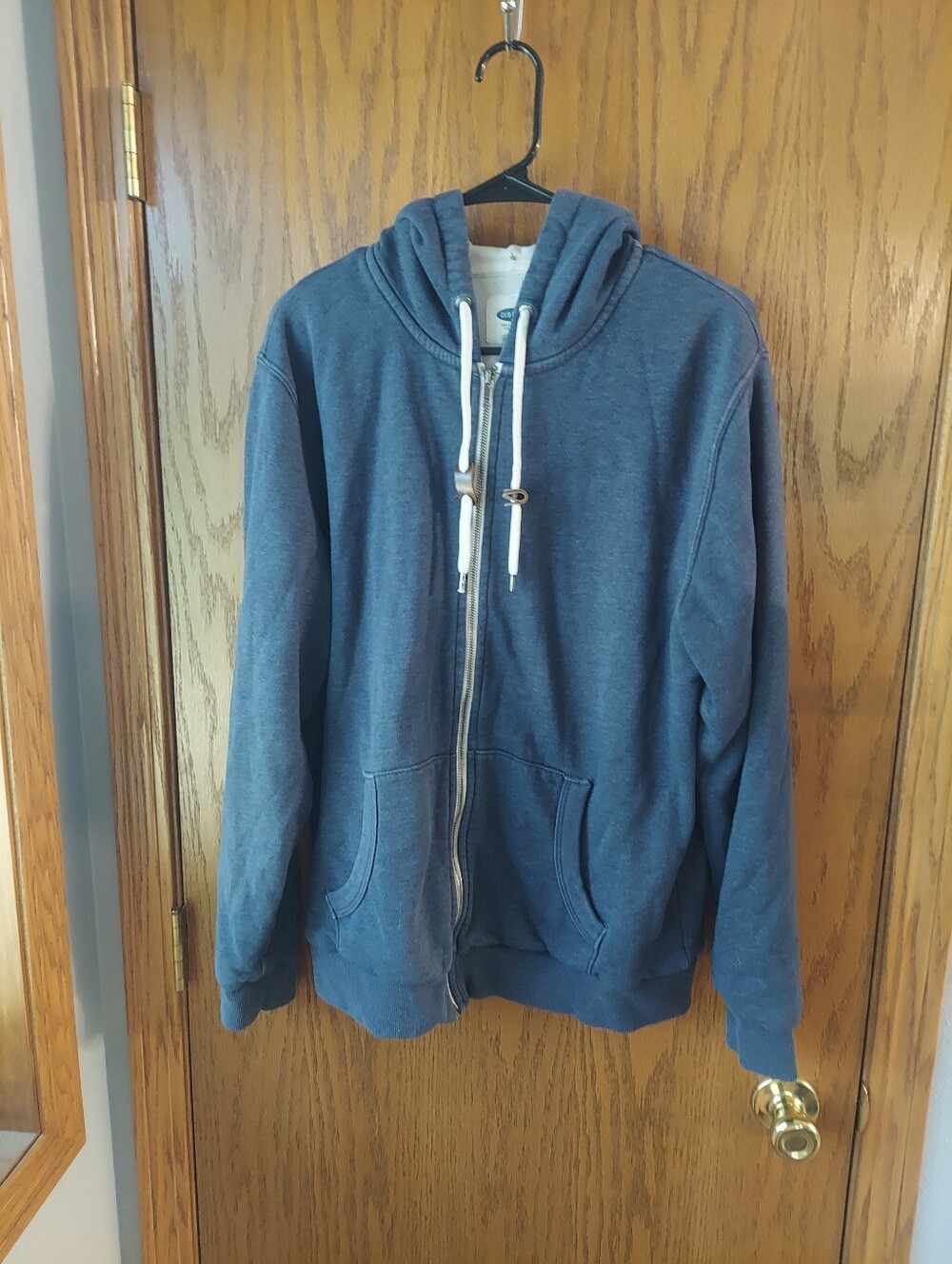 Old Navy Mens Heritage Full Zip Hoodie Blue Heather Thick Drawstrings Toggles